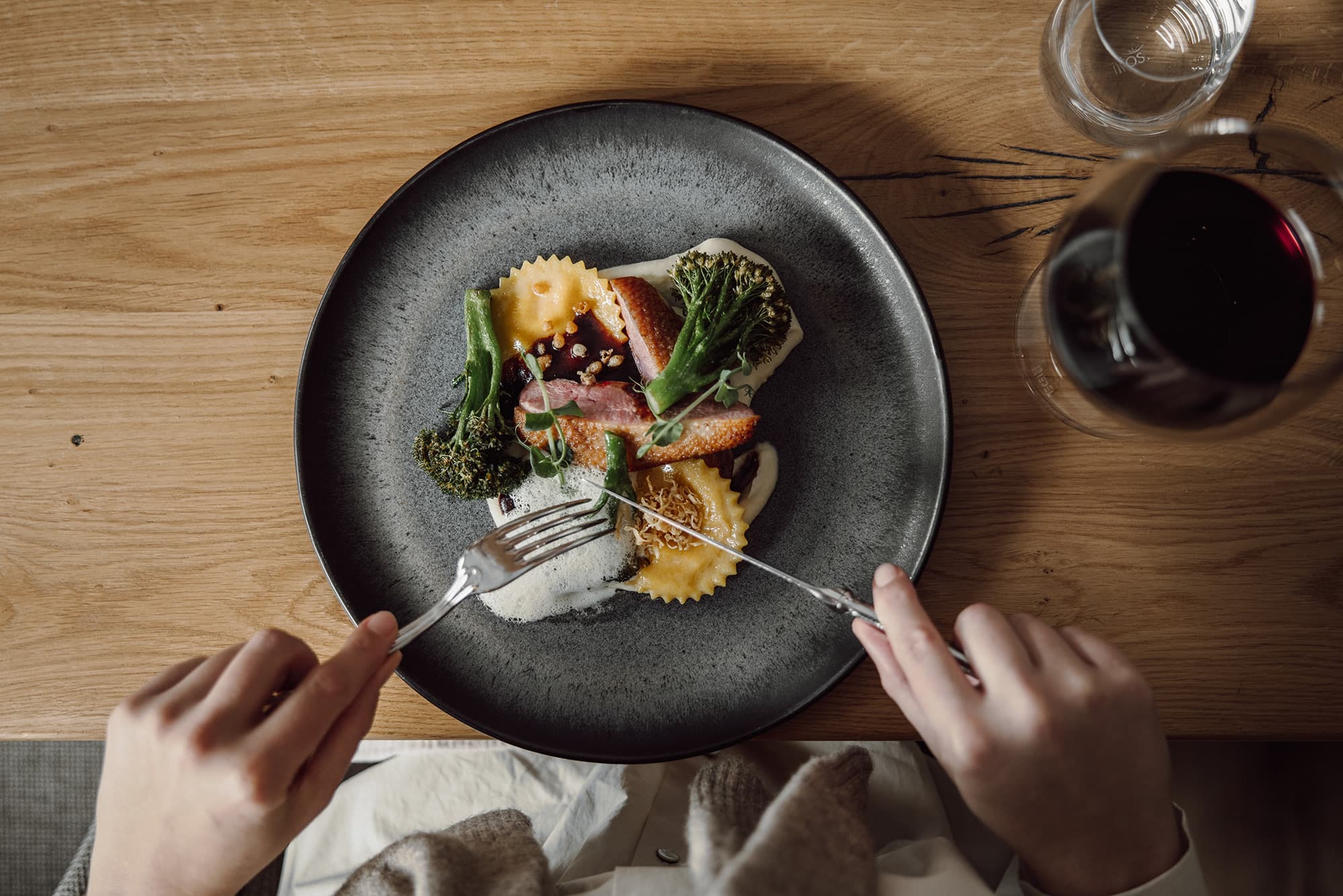 Gourmet dishes in the Restaurant seven's kitchen in Flachau